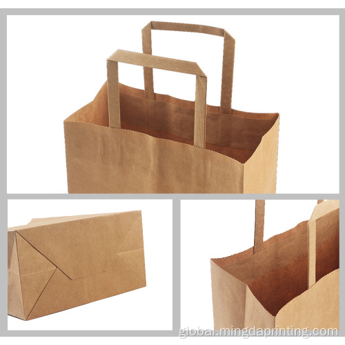 Custom Kraft Bags square bottom flat handle kraft paper bag Supplier